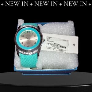 Strada Turquoise Watch with Rhinestones New in Box Gift Ready NO CALLOUTS Ret.40